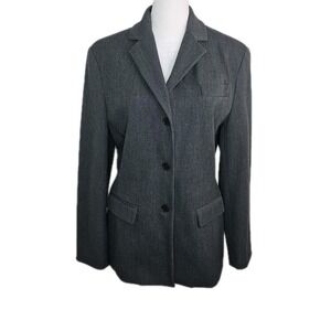 Women's‎ The Limited Stretch Gray Long Blazer Size Med 3 Button Lined Jacket